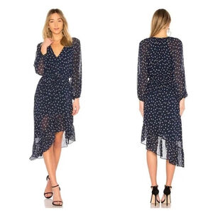 Joie Alithea Dress Floral Long Sleeve Asymmetrical Ruffle Hem sz XS